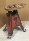   vintage Mcm Cast Iron Pedestal Base W castor Wheels Industrial Table Red 24 
