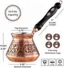 12 Oz Copper Turkish Greek Arabic Coffee Pot With Wooden Handle  4 Servings 