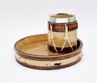 Antique Doulton Lambeth Silver Mounted Stoneware Drum Match Holder Striker C1900