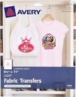 Avery Light Fabric Transfers 8 5x11 Full Sheet Iron On T Shirts 6pk