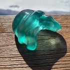Chunky Aqua Blue Threaded Sea Glass Fragment     River Tumbled Sculptural Display