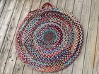 Vintage Hand Braided 1970s Mcm Rug Large Round Multicolor Decor Colorful 42   