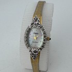Vtg Dufonte Quartz Watch Women Genuine Diamonds Gold Tone Barrel Mop New Battery
