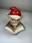 Vintage Homco Ceramic Christmas Elf Gnome Reading Book Santa   s Helper