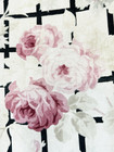 Antique French Pink Roses Cotton Fabric Panel 1900 s English