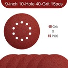 9 Inch 40 Grit Sanding Discs - 15 Pack For Drywall   Popcorn Ceilings