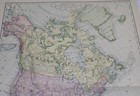 1892 Antique Color Map  north America  Central America  West Indies