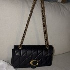 Coach Tabby 26 Black Quilted Shoulder Bag Chain Strap Gold Dust Bag