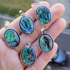 Bulk    Abalone Shell Gemstone Pendant Wholesale Lot 925 Silver Plated Jewelry