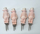 4 Fleur De Lis Ceramic Little Chef Pig Corn On The Cob Holders 4 h