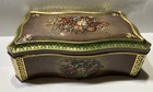 Vintage Hinged Rectangular Floral Tin Box Made In Germany