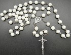 22  New  Religious Rose Pearl Crucifix Christian Catholic Rosary Silver Cross 