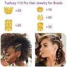 110 Pcs Gold Hair Jewelry For Braids And Dreadlocks  Metal Rings  Cuffs  Clip   