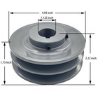 2bk52-1 1 8 Double Groove Pulley v Belt Pulley 4 95  Od 1 1 8 Inch Bore v Bel   