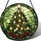 Christmas Suncatcher Window Hanging Stained Glass Decor 7 8 Inches Festive Gift