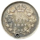 1897 Canada 5 Cents Silver Victoria Fish Scale Coin Holed