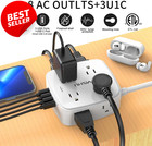 6 Ft Surge Protector Power Strip - 8 Widely Outlets With 4 Usb Ports  3 Side Out