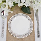 10 Pcs Plastic White With Silver Rim 6  Plates Disposable Party Wedding Sale