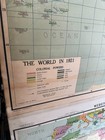 Antique 1921 Pull Down Map World   Africa - School Classroom - Wall Art Roll Up