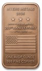 250th America Eagle Flag 1 Oz  999 Fine Copper Bar Myers Metals - New In Capsule