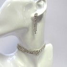Silver Clear Rhinestone Crystal Choker Necklace   Earrings Set Prom Wedding New