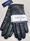Medium Charter Club Women s Lined Leather Gloves In Black With  Pearl Accents