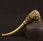 Chinese Old Tibet Silver Hand Carved Luck Dragon Statue Smoking Tool Collection