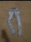 Purple Brand Men   s Blue Skinny Denim Jeans Paint Splatter Medium Wash
