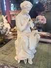 Antique French Bronze Woman Playing Flute Figurine Statue Sculpture Late 1800   s