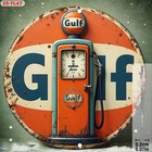  2d Flat  Vintage Gulf Oil Gas Pump Aluminum Wall Tin Metal Signs - Retro Multi-