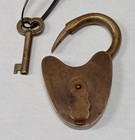 Antique Brass Padlock With 1 Key Lock Vintage Roll Mark  Z Or Tl On Back 