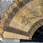 Vintage 5   x3    Hand Painted Asian Wall Fan Bamboo Rattan Floral Decor Art Large