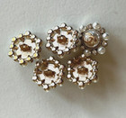 Chanel Vintage White Pearls And Crystals Gold Metal Button 19mm  set Of 5 