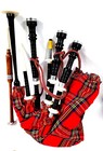 Highland Scottish Bagpipe- Royal Stewart Cover With Silver Mounts   Tutor Book