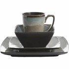 Gibson Elite 16 Piece Glazed Square Dinnerware Set With Plates  Bowls  And Mugs