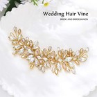  Bride Crystal Wedding Hair Vine Gold Rhinestone Hair Piece Bridal Headpiece 