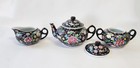 Vtg Chinese Export Famille Noir Millefleur Jingdezhen Porcelain Tea Set 26 Pcs