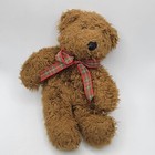 Princess Soft Toys Teddy Bear Brown W plaid Bow Plush 7 h