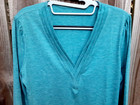 Womens Dressy Casual  V Neck Long Sleeve Shirt  Puff Sleeve Loose Tunic Teal M