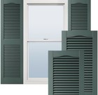 14 5 X 52 In   Standard Cathedral Top Center Mullion  Open Louver Shutters Green