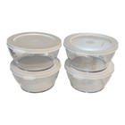 Tupperware Clearly Elegant 4 Acrylic Clear Bowls  2 3 4 Cups   4 White Lids