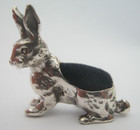 Edwardian Design English Hallmarked Sterling Silver Hare Rabbit Pin Cushion-blue