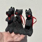 Dept 56 Three Black Scottish Terrier Dog With Red Ribbons Figurine Vintage 