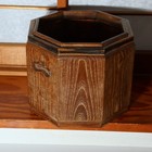 Japanese Vintage Wooden Brazier Hibachi Hiire Octagonal Copper Lined Planter