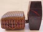 Japanese Bento Lunchbox Made Of Iron In A Basket Container  Vintage   