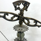 Ornate Scale Of Justice  21 5  Tall Smoky Crystal Glass Marble Brass Jewelry