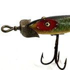 Vintage Heddon Minnow Fishing Lure Wood L Rig Super Rare Glass Eyes 2 Hooks Htf