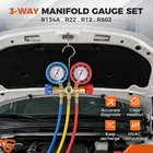 Ac Refrigerant Manifold Gauge Set 3-way R134a R22 R12 R502 Refrigerant Gauge