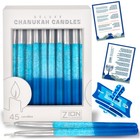 Zion Judaica Hanukkah Candles Set Of 45 Metallic Silver Tip  Frosted Blue Sha   