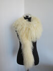 100  Real Mongolia Lamb Fur Scarf  fur Collar  Fur Neck Wrap  Women Beige Cape  